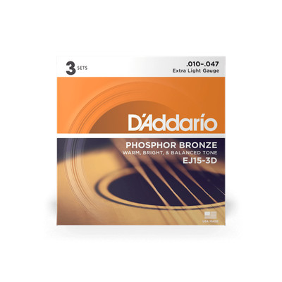 DAddario EJ15-3D Phosphor Bronze 3 Sets 010-047