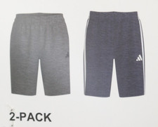 Adidas Youth 2-Pack Pull-On Active Shorts, Navy Gray L 14/16 Stripe Pockets Logo