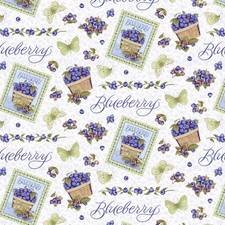 Food Fabric Berrylicious Blueberry Carton Butterfly Toss Henry Glass YARD