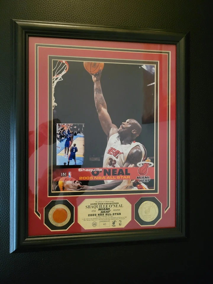 Shaq 2005 All Star Game Enmarcado Highland Mint Juego Usado Pelota, Foto y Moneda de Oro Foto 3 de 4
