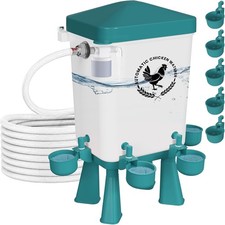 3 Gal Chicken Waterer, 10 Cups, No Spill, Auto-Fill, Blue