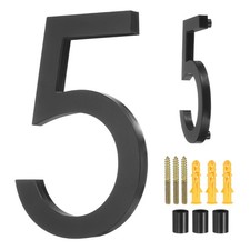 5" Acrylic Modern Floating House Numbers for Outside Address Number 5, Black 