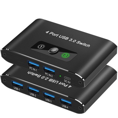 USB 3.0 Switcher 2 Computers Sharing 4 Devices KVM Box PC With 2 PCS Cable