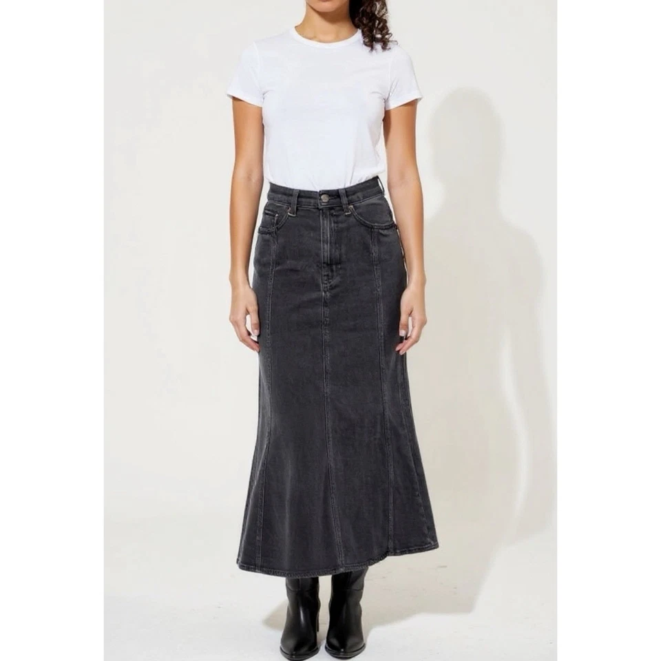$135 NWT COS Paneled Flared Denim Maxi Skirt, Black, 6 (US) - Image 2 of 4