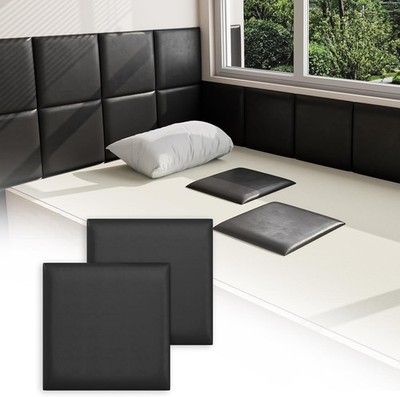 3D Anti-Collision Wall Padding for Kids, Black Peel and Stick headboard Panels,