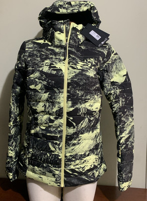 J. Lindeberg Thermic Down Jacket Printed Womens Small Mountain Glitch Lime New