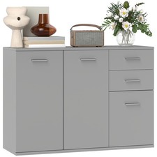 HOMCOM Credenza Moderna con 3 Armadietti e 2 Cassetti in Legno Grigio Chiaro