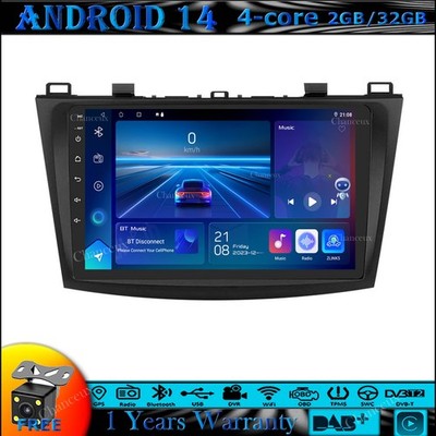 9''Android 14 Car Stereo GPS SAT Navi Radio DAB Carplay DVR For Mazda 3 2010-2013