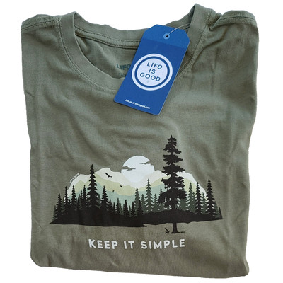 Life Is Good SS Shirt Crusher Tee KEEP IT SIMPLE Mountains Sun Chest47 Mens L