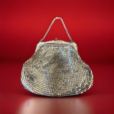 Whiting  Davis Silver Mesh Coin Clutch Purse Art Deco Vintage 1940  s