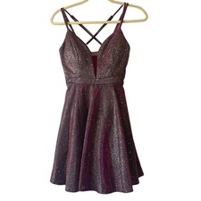 Camille La Vie Red Sparkle Mini Fit and Flare Dress Size 6