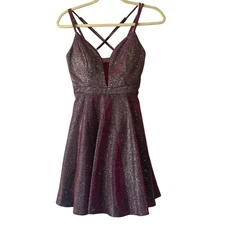 Camille La Vie Red Sparkle Mini Fit and Flare Dress Size 6