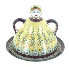 Blue Rose Polish Pottery Sunshine Grotto Cheese Lady