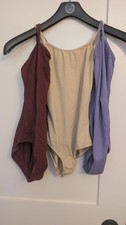 Bloch Size 12 Girls Leotards, Bundle of 3: Lavender, Tan, and Maroon