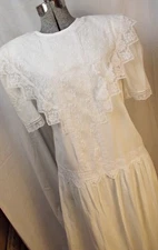 VICTORIAN EDWARDIAN Gunne Sax Jessica McClintock White Lace Dress Cottagecore