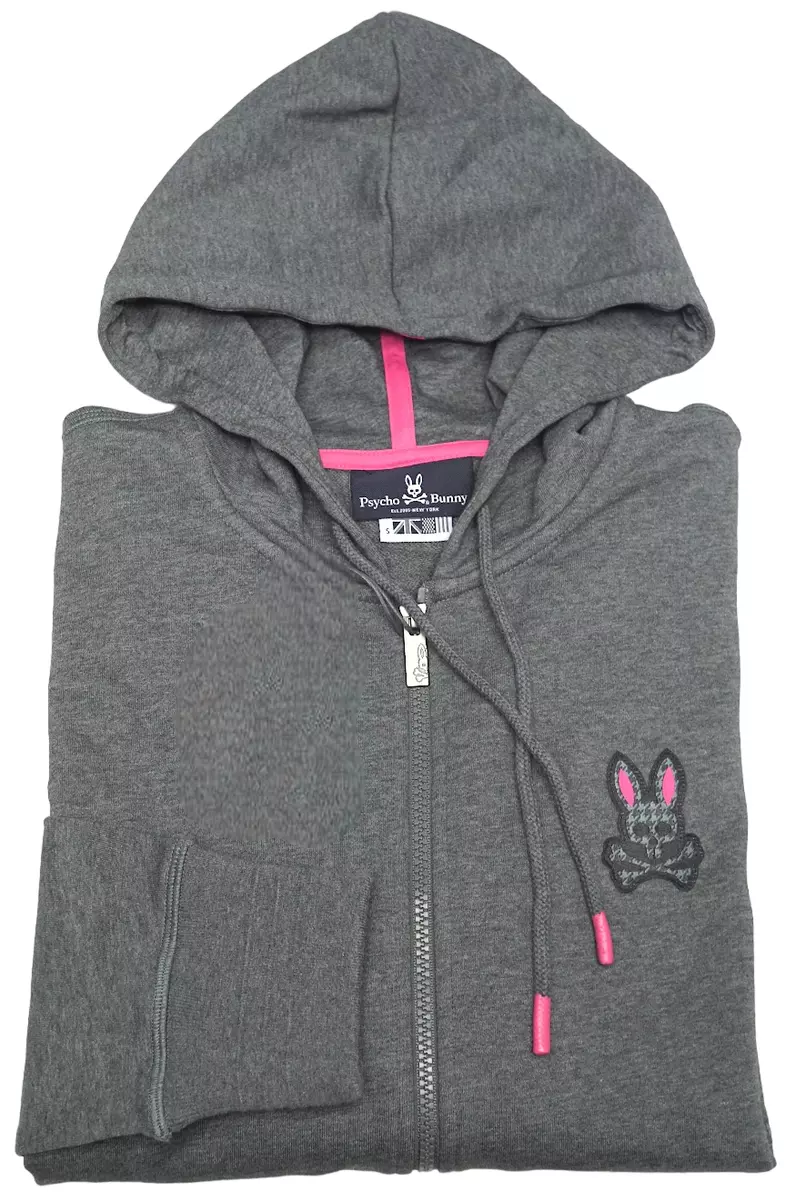 Psycho Bunny Mens Full Zip Hoodie Gray Long Sleeve Hooded Jacket $165 | eBay
