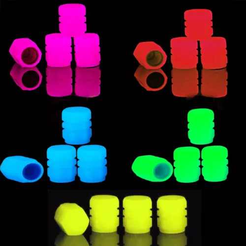 4-8PCS Tyre Valve Caps Luminous Car Vehicle Wheel Dust Caps Glow in the Dark - Picture 4 of 17