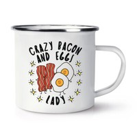 VerrüCkte Bacon Und Eier Damen Stars Emaille Becher Tasse Lustig Essen Liebhaber