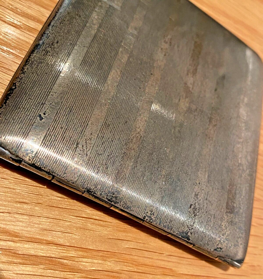 Антикварный русский серебряный никель, позолоченный внутренний футляр для денег/карт, 94,9 г.! - Изображение 4 из 4