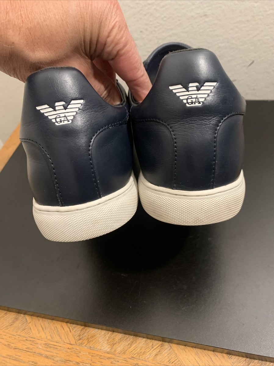 Giorgio Armani Emporio Mens Navy Ace Leather Sneakers US Size 12