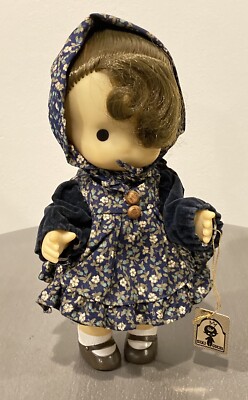 RARE! Vintage Gold Tag Sekiguchi 9” Vinyl Rubber Girl Doll Blue