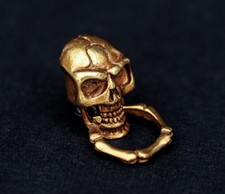 10X Antique Brass Skull Bone Ring Wallet Chain Connector DIY Leathercraft Concho