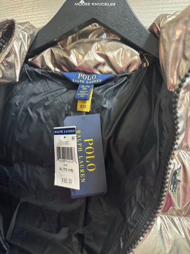 Polo Ralph Lauren Metallic Quilted Down Jacket Water Repellent Big Kids Sz XL - Picture 5 of 5