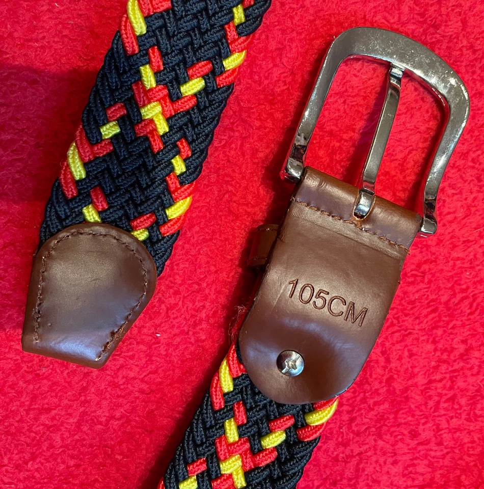 2x Estupendo Trenzado Cinturón 105 & 100-115cm Negro,Rojo,Gelb & Azul Blanco Top - Imagen 4 de 4