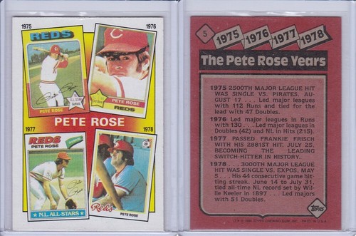 Pete Rose 1986 Topps Baseball Cards 2-7 The Pete Rose Years and Card 741 Manager - Picture 5 of 8