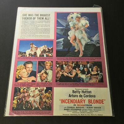 VTG 1945 Paramount Betty Hutton Arturo de Cordova in Incendiary Blonde Print Ad