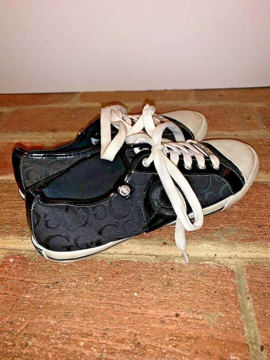 G by Guess GBG Womens Lace Up Canvas BLING Sneakers Los Angeles sz