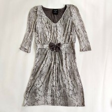 Zara White Brown Animal Snake Pattern Evening Occasion Party Mini Dress Size L