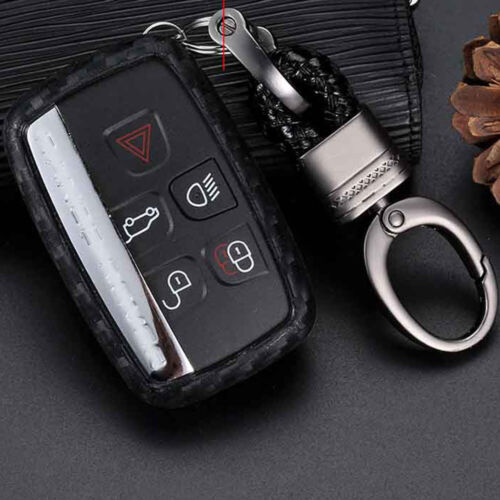 1pc Carbon Style TPU Key Case Shell Fob Cover For Land Rover Ranger Rover Jaguar - Foto 3 di 8