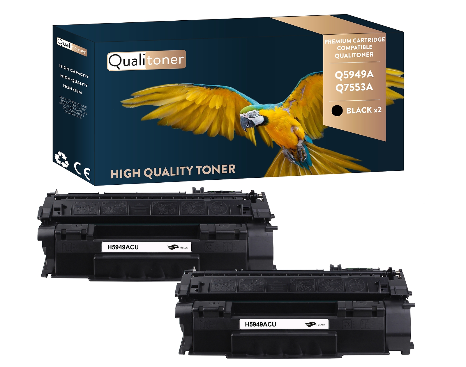 Toner HP Q5949A Q7553A Noir par 2 Qualitoner pour imprimante LaserJet