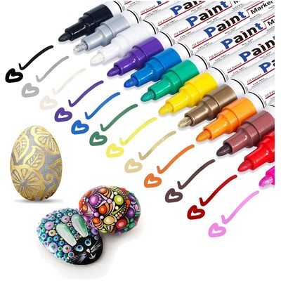 Permanent Marker Set 12 Farben , Metall, Glas, Holz, Kunststoff
