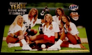 Sexy ASA Hooters Softball Team Easton Bat Miller Lite Beer Promo Poster