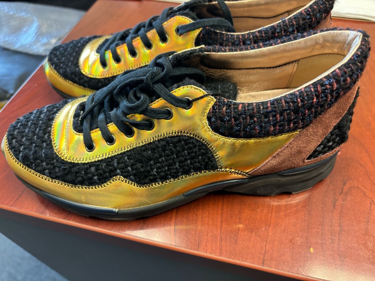 Leather Sneakers Chanel Sneakers Gold Chanel Metallic Leather