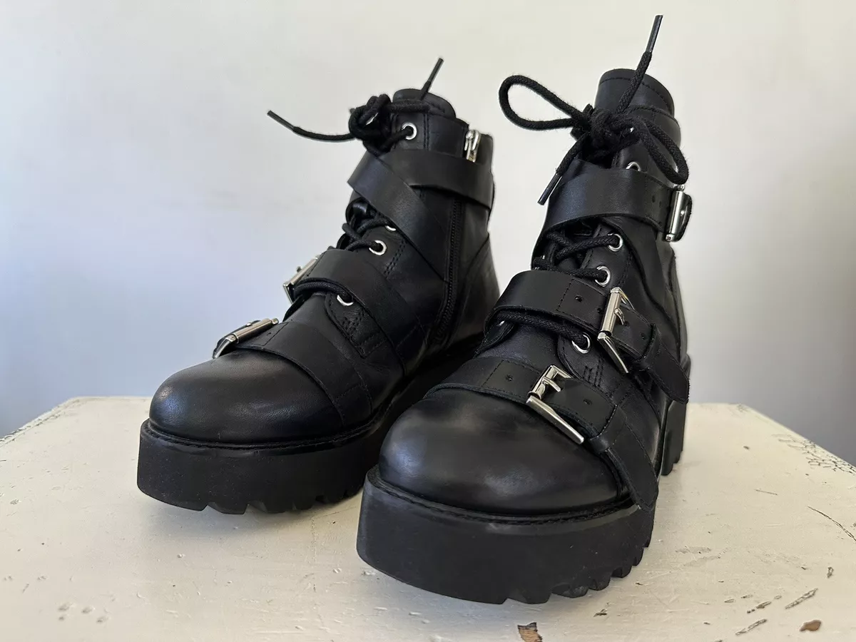 Ash razor black leather clearance boot