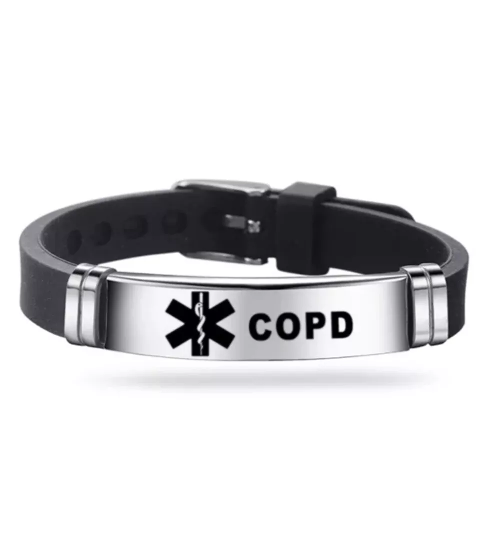 COPD Medical Alert Bracelet Stainless Steel Adjustable Survival