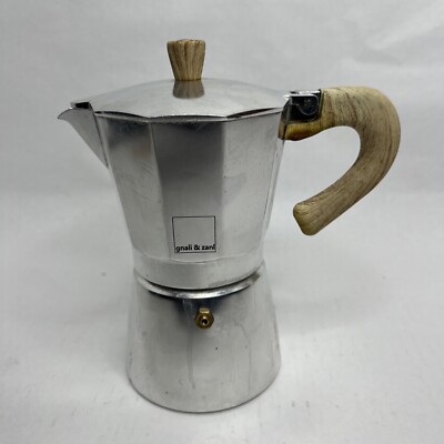 Gnali & Zani Espresso Coffee Maker Stove Too 16 Oz. Silver-Wooden