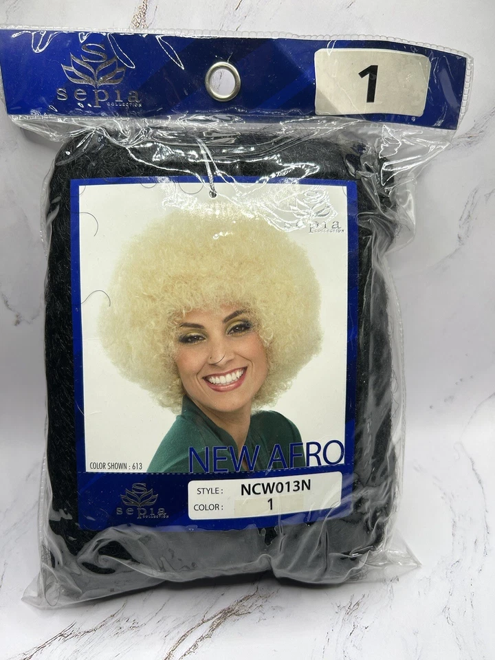 Funky Afro Synthetic Wig - JET BLACK 70s Halloween, Disco Party - Image 2 of 2