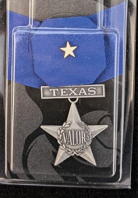 Texas Lone Star Medal of Valor - New in Original Packaging - Moiré Neck Ribbon