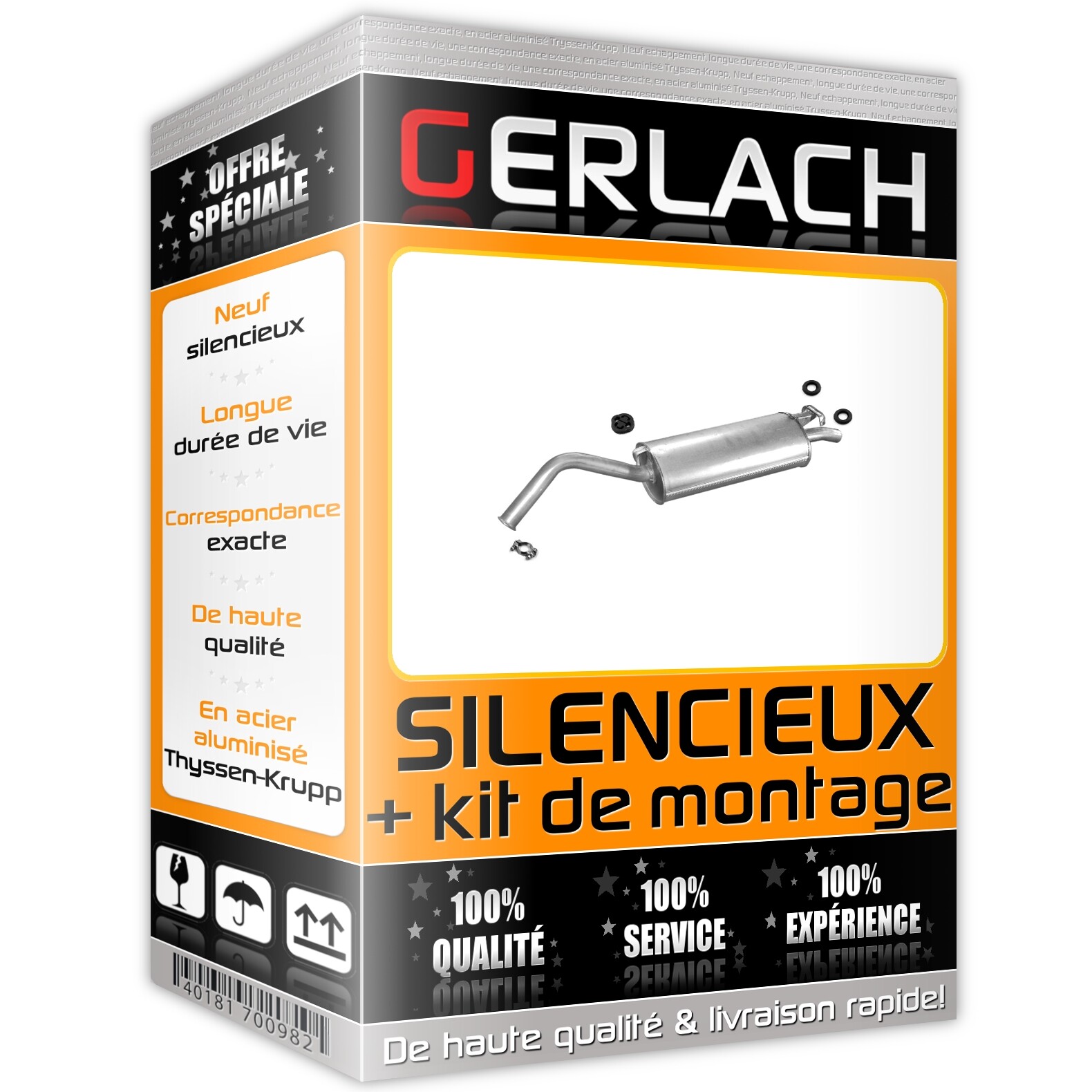 Silencieux arriere Audi A6 2.0i de qualité origine - Echappement acier F157