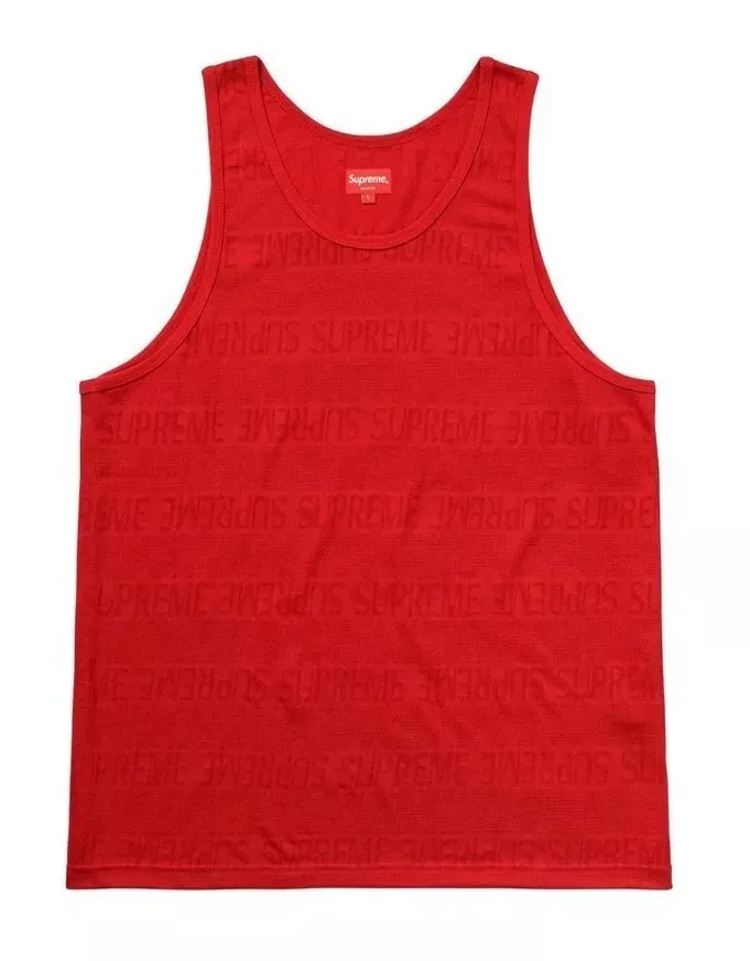 SUPREME S/S '18 Mesh Stripe Tank Top Red Men's size Large