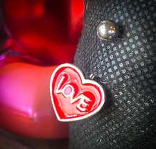 LOVE Enamel Red Heart Belly Ring Navel Piercing Pierced Naval Body Jewelry