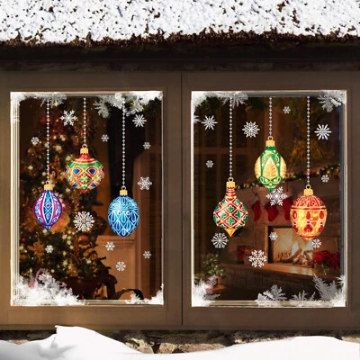 LPS Victorian Christmas stained glass Bauble snowflakes Window Stickers Clings CLING
