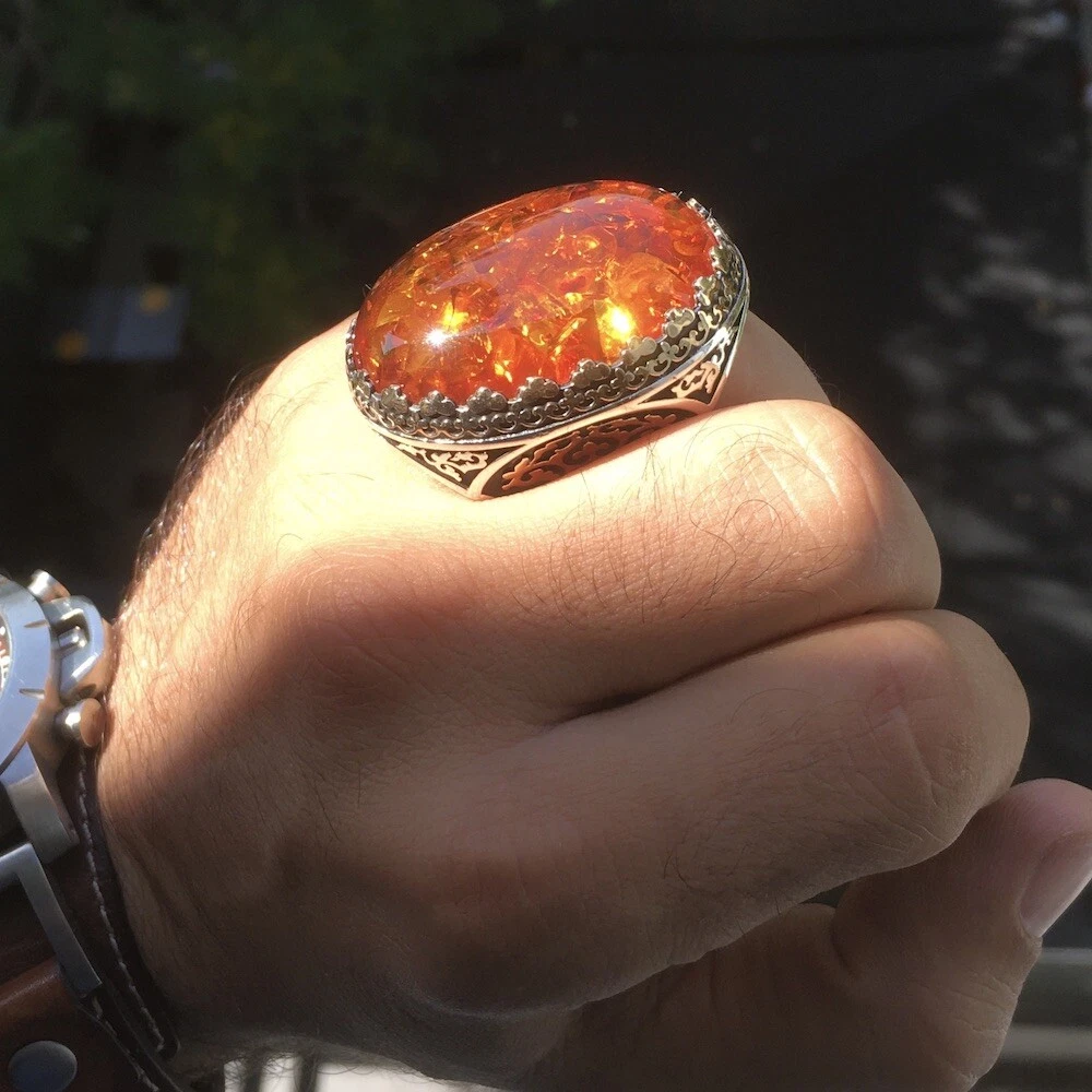 Mens amber deals ring