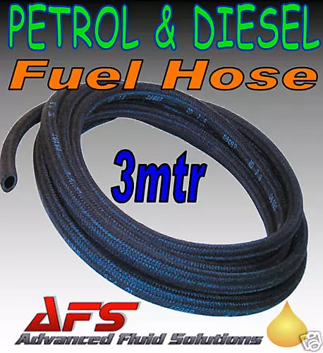 Tubo de manguera de línea de combustible de goma diésel trenzado 3 mm* I.D x 3 metros 1/8 Reino Unido - Imagen 1 de 1