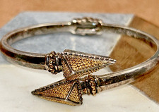 LAGOS Two-Tone Triangular KSL Caviar Pyramid Cuff Bracelet Size Medium 925 750
