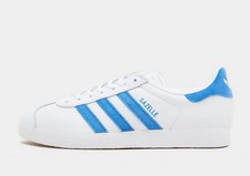 Image of Adidas Originals Gazelle OG Trainers in White and Blue Shoes